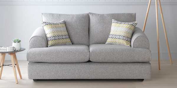 The silver Argos Home Megan 3-seater fabric sofa in a glam lounge setting.